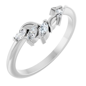 14K White 1/8 CTW Natural Diamond Contour Band
