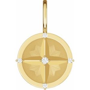 14K Yellow .03 CTW Natural Diamond Compass Charm/Pendant