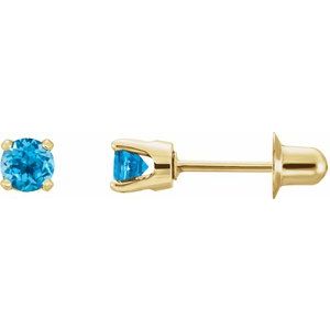 14K Yellow Natural Swiss Blue Topaz Earrings