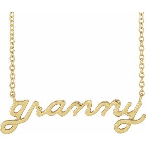 14K Yellow Lowercase Script Granny 18 Necklace