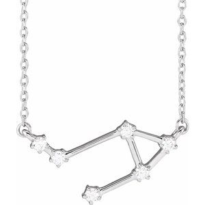 14K White 1/8 CTW Natural Diamond Libra 16-18" Necklace