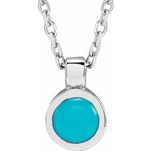Sterling Silver Natural Turquoise Bezel-Set 16-18 Necklace