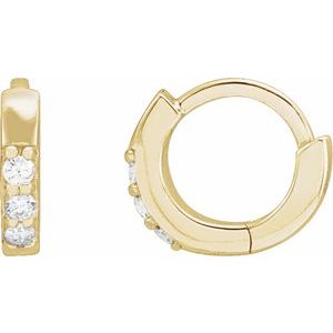 14K Yellow .05 CTW Natural Diamond 8 mm Huggie Earrings