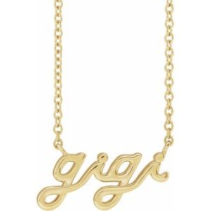 14K Yellow Lowercase Script Gigi 18 Necklace
