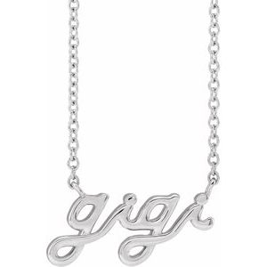 Sterling Silver Lowercase Script Gigi 18 Necklace