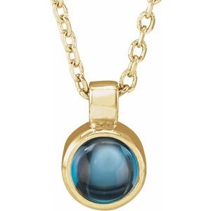 14K Yellow Natural London Blue Topaz Bezel-Set 16-18 Necklace
