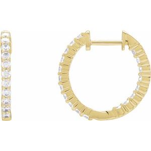 14K Yellow 3/4 CTW Lab-Grown Diamond Inside-Outside Hinged 17.2 mm Hoop Earrings