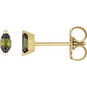 14K Yellow Natural Green Tourmaline Earrings