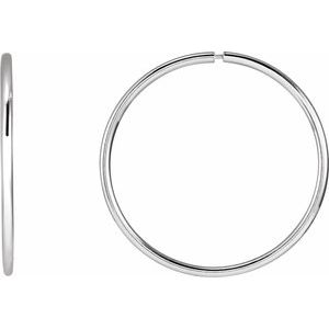 Sterling Silver Endless Tube 35 mm Hoop Earrings