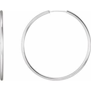 Sterling Silver Endless Tube 40 mm Hoop Earrings
