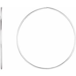 Sterling Silver Endless Tube 75 mm Hoop Earrings