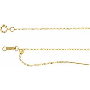 14K Yellow 1 mm Adjustable Threader Rolo Bead 6-8 Chain