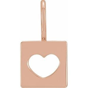 14K Rose 14.97x8 mm Pierced Heart Charm/Pendant