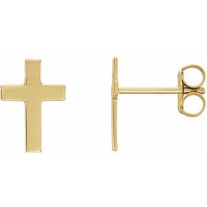 14K Yellow 10x6 mm Cross Earrings