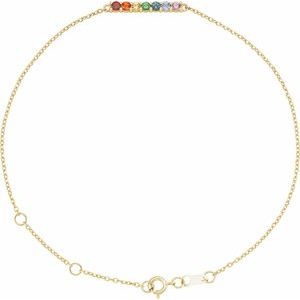 14K Yellow Natural Multi-Gemstone Bar 6 1/2-7 1/2 Bracelet