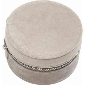 Gray Velvet Round Jewelry Travel Case