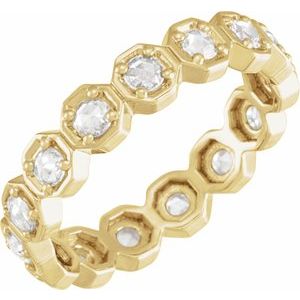 14K Yellow 1/2 CTW Natural Rose-Cut Diamond Eternity Band Size 7