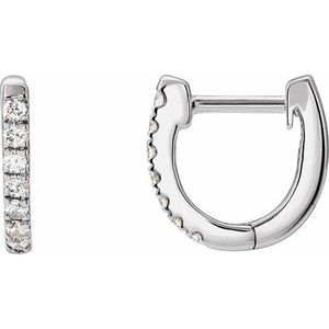 14K White 1/6 CTW Natural Diamond Hoop Earrings