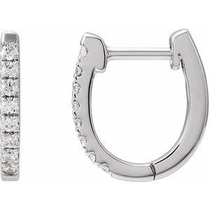 14K White 1/6 CTW Natural Diamond Hoop Earrings