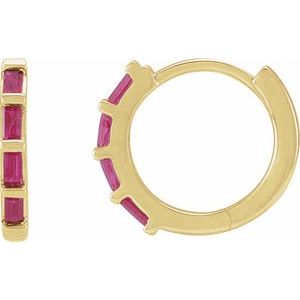 14K Yellow Natural Ruby Huggie Earrings