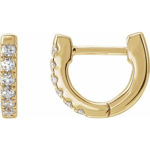 14K Yellow 1/8 CTW Natural Diamond Hoop Earrings