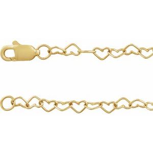 14K Yellow 3.2 mm Heart 16 Chain