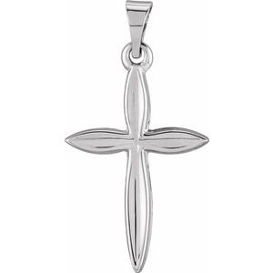 14K White 18x13 mm Cross Pendant