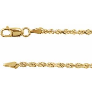 14K Yellow 1.8 mm Diamond-Cut Rope 7" Chain