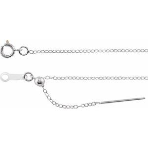Sterling Silver 1.1 mm Adjustable Threader Cable 6-8" Chain