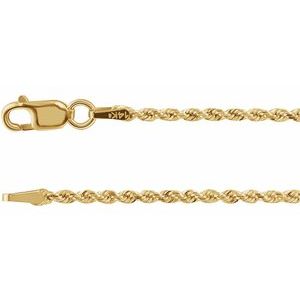 14K Yellow 1.6 mm Diamond-Cut Rope 20" Chain