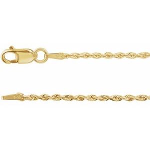 14K Yellow 1.3 mm Diamond-Cut Rope 18" Chain