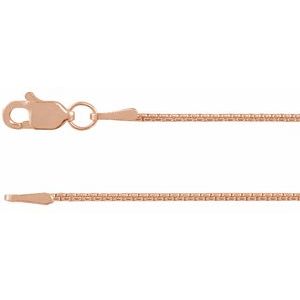 14K Rose 1 mm Rounded Box 7 Chain