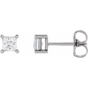 14K White 3.5 mm Square 1/2 CTW Lab-Grown Diamond Earrings