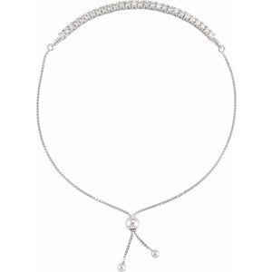 14K White 1 CTW Lab-Grown Diamond Bolo 9 1/2" Bracelet