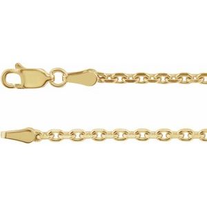 14K Yellow 2.5 mm Diamond-Cut Cable 20 Chain