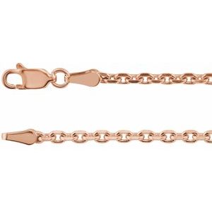 14K Rose 2.5 mm Diamond-Cut Cable 16 Chain