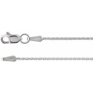Rhodium-Plated Sterling Silver 1.05 mm Diamond-Cut Wheat 16-18-20-24 Chain