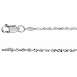14K White 1.3 mm Diamond-Cut Rope 18" Chain
