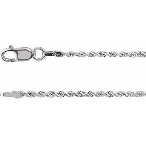 14K White 1.6 mm Diamond-Cut Rope 20" Chain