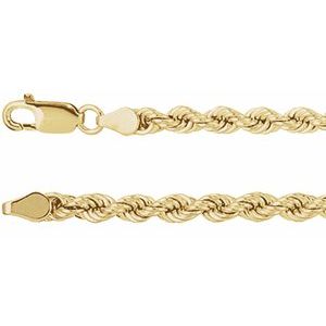 14K Yellow 4 mm Rope 24" Chain