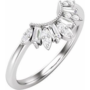 14K White 1/5 CTW Natural Diamond Contour Band