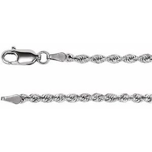 14K White 2.5 mm Rope 20" Chain