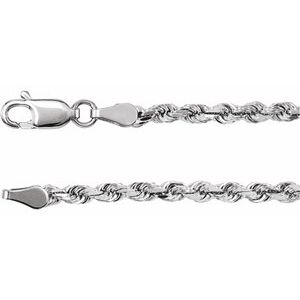 14K White 2.8 mm Diamond-Cut Rope 16" Chain