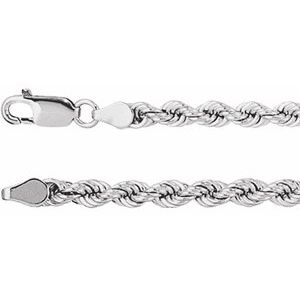 14K White 4 mm Rope 20" Chain
