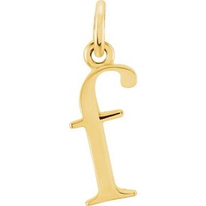 14K Yellow Lowercase Initial F Pendant