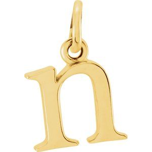 14K Yellow Lowercase Initial N Pendant