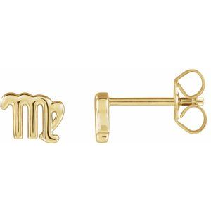14K Yellow Virgo Zodiac Earrings