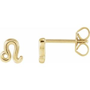 14K Yellow Leo Zodiac Earrings