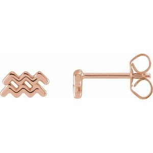 14K Rose Aquarius Zodiac Earrings
