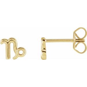 14K Yellow Capricorn Zodiac Earrings